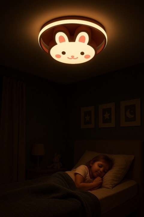 Lampa LED sufitowa plafon do pokoju dziecięcego ściemniana LUMELA + pilot króliczek