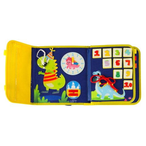 Tablica manipulacyjna sensoryczna montessori walizka plecak niebieska