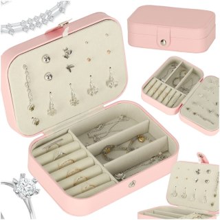 Szkatułka pudełko na biżuterię organizer różowy