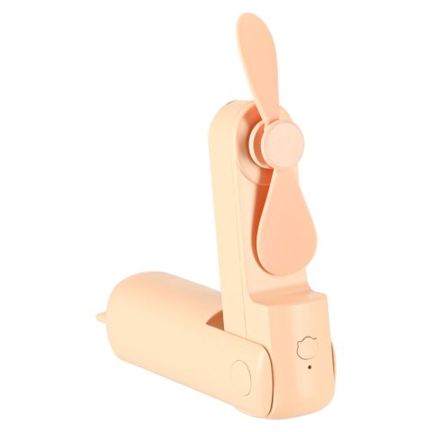 Wiatrak biurkowy wentylator mini ręczny składany wiatraczek przenośny USB różowy