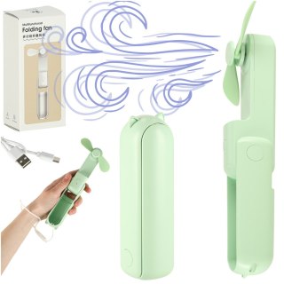 Wiatrak biurkowy wentylator mini ręczny składany wiatraczek przenośny USB zielony