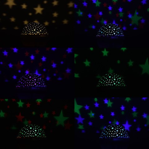 Lampka nocna projektor gwiazd 2w1 USB biała