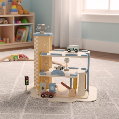 Garaż drewniany parking samochodowy piętrowy stacja benzynowa