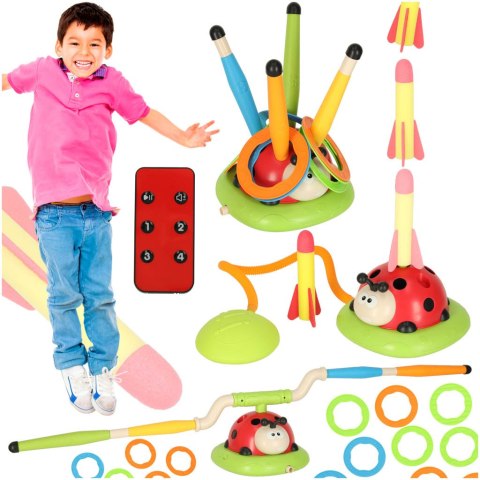 Gra sportowa zręcznościowa dla dzieci skakanka rzut do celu wyrzutnia biedronka 3w1