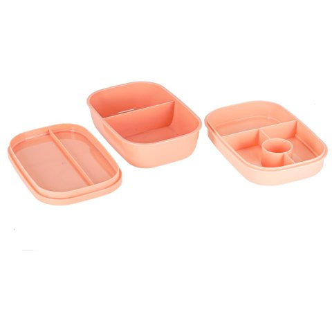Lunch box śniadaniówka pudełko śniadaniowe z przegródkami dzielone 1900ml morelowe