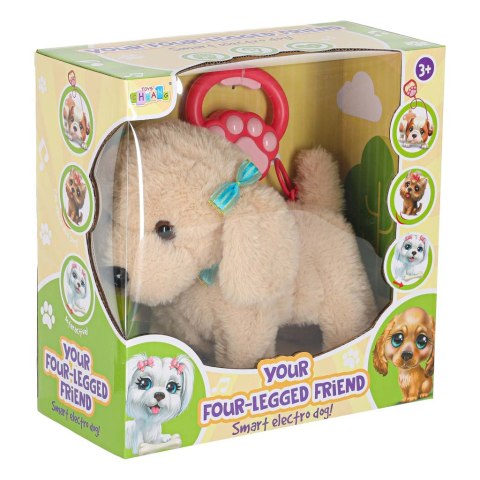 Piesek interaktywny na smyczy szczeka chodzi rusza ogonem Pudel