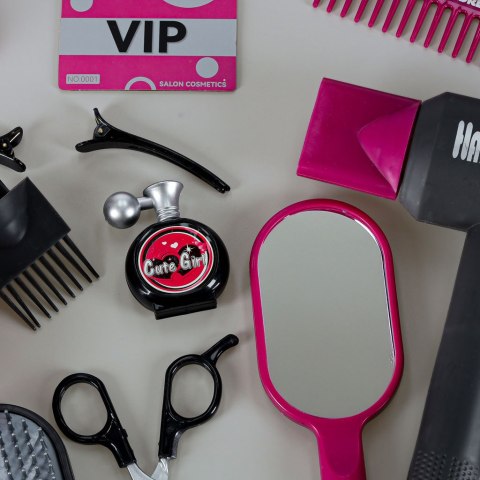 Zestaw fryzjerski dla dzieci suszarka prostownica światło dźwięk 19 elementów