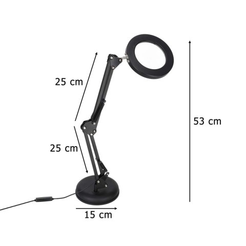 Lampka na biurko biurkowa LED z lupą szkło powiększające obrotowy wysięgnik 2 sposoby mocowania
