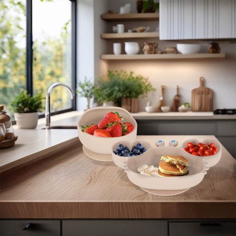 Naczynia silikonowe dla dzieci niemowląt krab zestaw 9 elementów beżowe