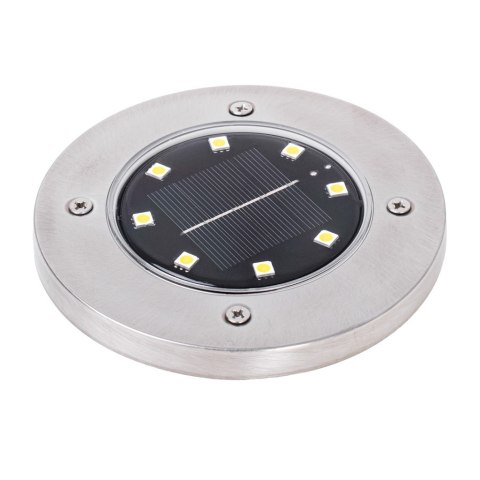 Lampy ogrodowe solarne najazdowe gruntowe wbijane świecący dysk 8LED 4szt. zimny biały
