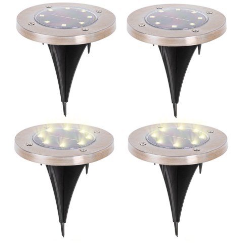 Lampy solarne gruntowe najazdowe ogrodowe wbijane świecący dysk 8LED 4szt. ciepły biały