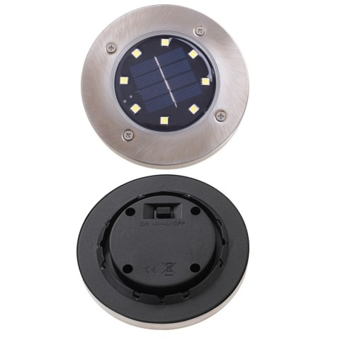 Lampy solarne gruntowe najazdowe ogrodowe wbijane świecący dysk 8LED 4szt. ciepły biały