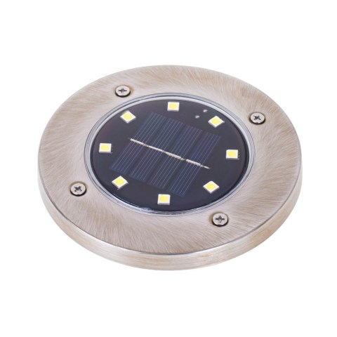 Lampy solarne gruntowe najazdowe ogrodowe wbijane świecący dysk 8LED 4szt. ciepły biały