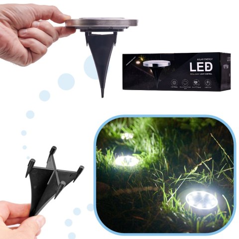 Lampa solarna ogrodowa LED najazdowa gruntowa 6500K zimny biały 12szt